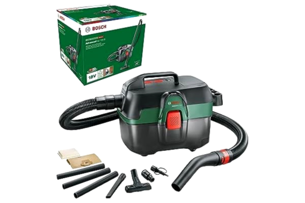 Bosch  AdvancedVac 18V-8 sladdlös våt och torr dammsugare (utan batteri, 18 volts system, med tillbehörsset, i låda), testnoter: mycket bra (magasin: själv är mannen)