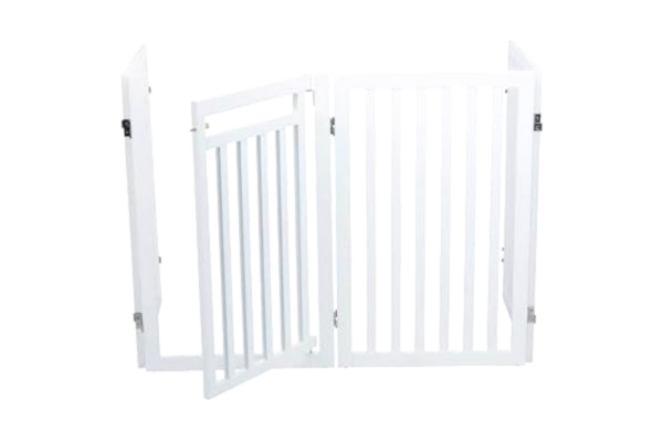 Trixie  39363 Hundspärrgaller, 4 Delar, Med Liten Dörr, 60–160 × 81 cm, Vit