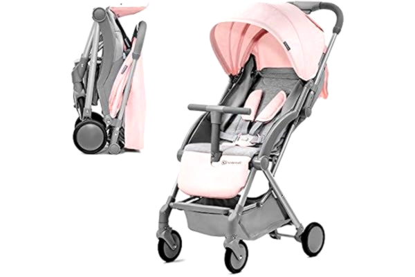 KinderKraft Kinderkraft lichtgewicht buggy PILOT, wandelwagen, kinderwagen, compact wanneer ingeklapt, verstelbare voetensteun, liggende positie, met accessoires, regenhoes, voetenzak, roze