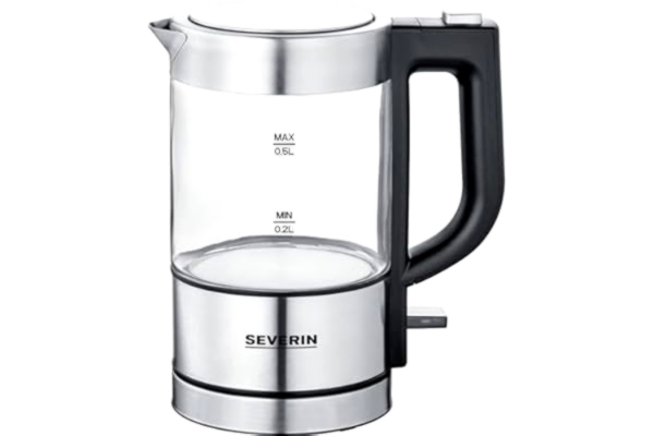 Severin  3472 Vattenkokare sladdlös, Överhettningsskydd Rostfritt stål (borstat), Svart Kapacitet: 0.5 l