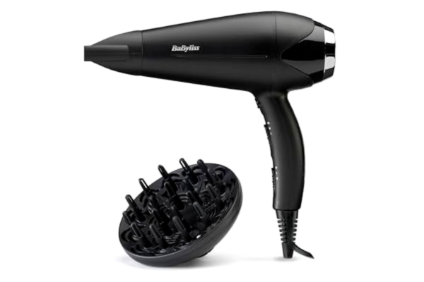 BaByliss  Turbo Smooth Hårfön - 2200 W Kraftfull Hårtork, Stor Diffuser, Joniserad Frissfri Styling, 3 Värme- & 2 Hastighetsinställningar, Svart, D572DE