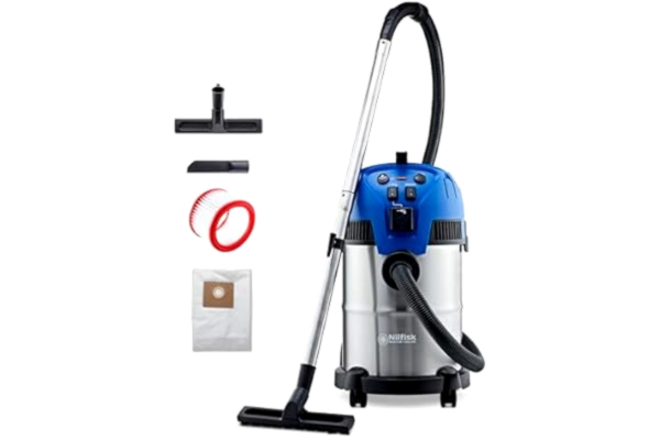 Nilfisk  Multi II 30L T Inox Våt- och torrdammsugare - Kraftfull Grovdammsugare för hem, trädgård och bilrengöring, med blåsfunktion och eluttag (1400 W)