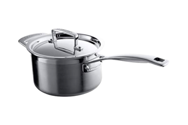 Le Creuset  962009161 3-Ply Stainless Steel Saucepan with Lid, 16 x 9.5 cm, Silver