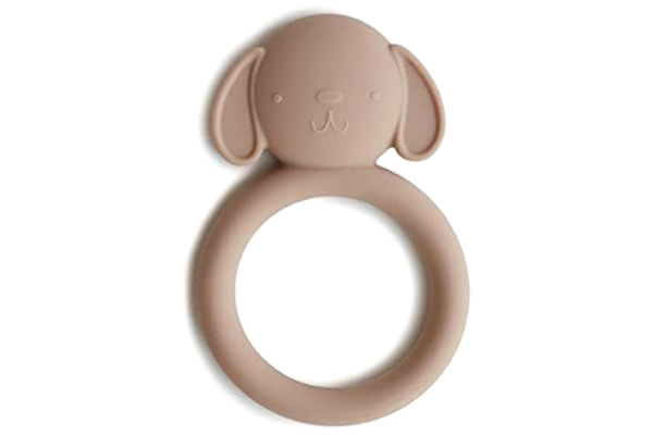 Mushie  Bitring för spädbarn av BPA-fri silikon | Främjar syn och motorik baby | tandvårdstillbehör | säker och hög kvalitet för småbarn barn pojkar och flickor | hunddesign