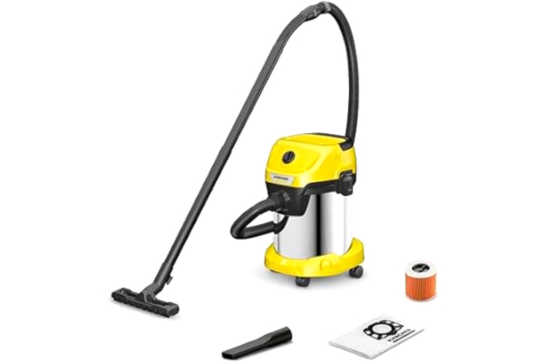 Kärcher  Grovdammsugare för vått och torrt WD 3 S V-17/4/20, blåsfunktion, effekt: 1000 W, rostfri behållare: 17 l, sugslang: 2 m, inkl. patronfilter, fleecefilterpåse, golv- och fogmunstycke