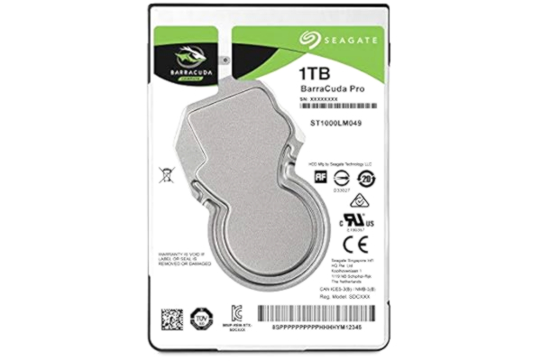 Seagate  BarraCuda Pro, 1 To, Disque Dur Interne Hautes Performances HDD – 2,5" SATA 6 Gbit/s 7 200 tr/min, 128 Mo de mémoire cache, pour PC, services Rescue valables 2 ans (ST1000LM049)