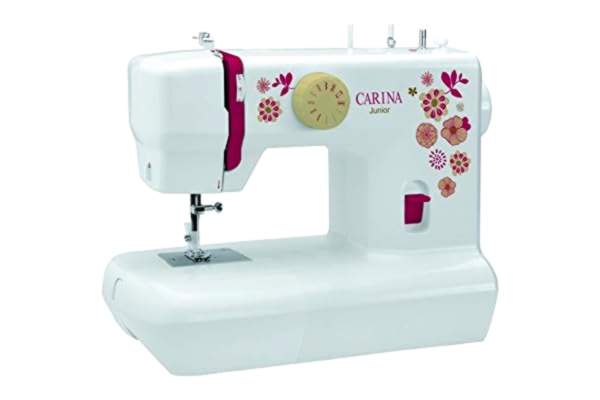 Carina  Junior Mechanische naaimachine voor beginners en beginners met handgreep, 6 steekprogramma's, vrije arm, naailicht en elektrische voetstarter