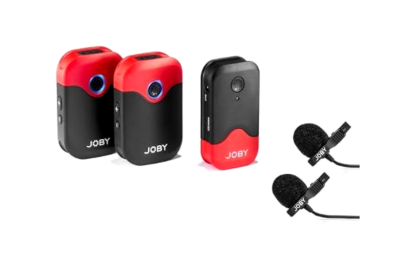 Joby JOBY Wavo AIR trådlöst 2,4 GHz mikrofonsystem med två sändare utvecklat monteringssystem, filminspelning, intervju, trådlösa mikrofoner, mobiltelefon, knappmikrofon trådlös