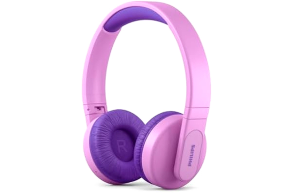Philips  Trådlösa Hörlurar Med Kåpor Till Barn, Reducerad Volym Trådlös Bluetooth Hörlurar till Barn, Trådlösa Hörlurar Barn, 26h Användningstid, Lättvikt Färgglad Rolig Design, Rosa (Pink) med Ljus