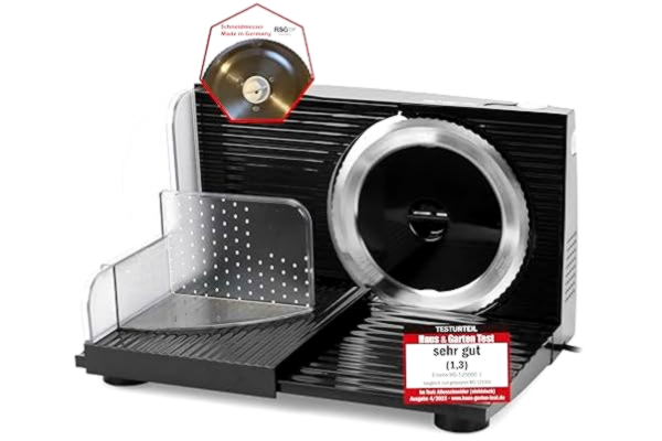 Emerio  Allskärare "Made in EU", knivenhet i rostfritt stål, justerbar 0–17 mm, BPA-fri, platsbesparande vikbar, med säkerhetsbrytare, Eco 100 Watt, MS-125000.1, svart