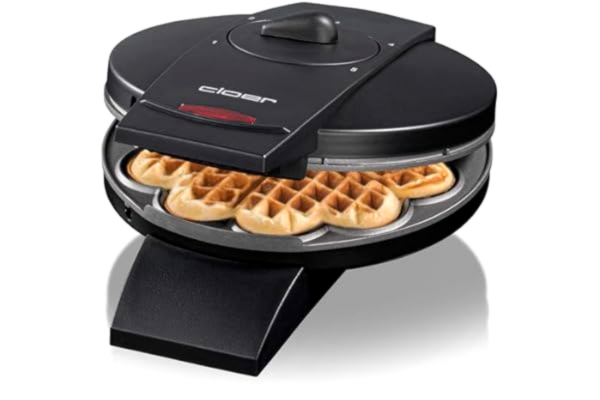 Cloer  1620 Våffeljärn för hjärtvåfflor, 930 W, Våfflad storlek 15,5 cm, steglöst inställbara bryningskontrollen, svart, metall