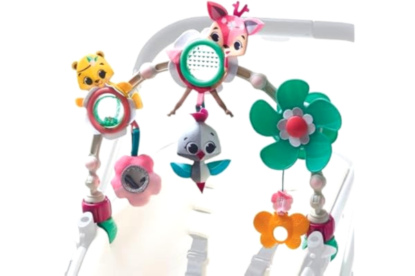 Tiny Love  Sunny Stroll aktivitetsbåge med skramlande leksaker, 0m+, justerbara clips som passar de flesta barnvagnar, Tiny Princess Tales