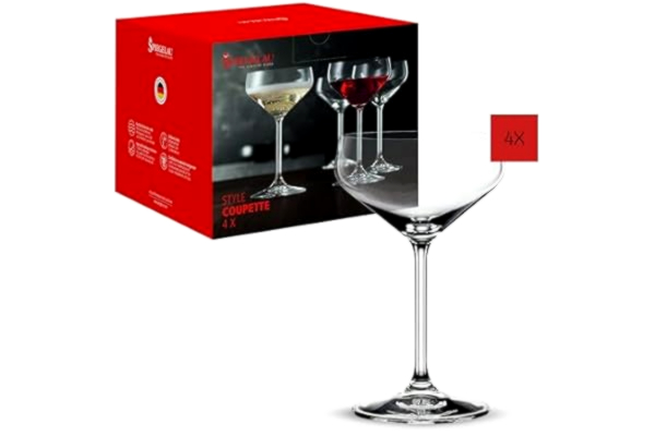 Spiegelau  4-delat cocktailskålsset, champagneskål/coupett glas, kristallglas, 290 ml, stil, 4670188