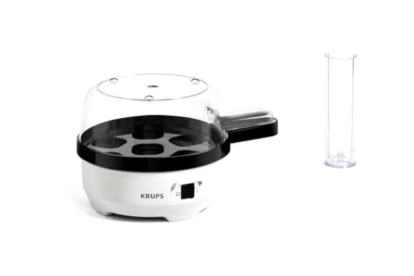 Krups  Ovomat speciell äggkokare, för upp till 7 ägg, inkl. vattenmätkopp med äggkärna, ägghållare, signaltong, BPA-fri, EG233115, vit/svart