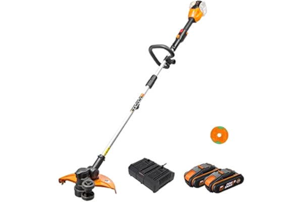 Worx WORX - Débroussailleuse sans fil 2 en 1 coupe-bordures avec roues- 40V - 2Ah - WG184E - Ø33 cm (Livré avec une batterie et chargeur PowerShare, capot de protection, poignée amovible et bobine de fil)