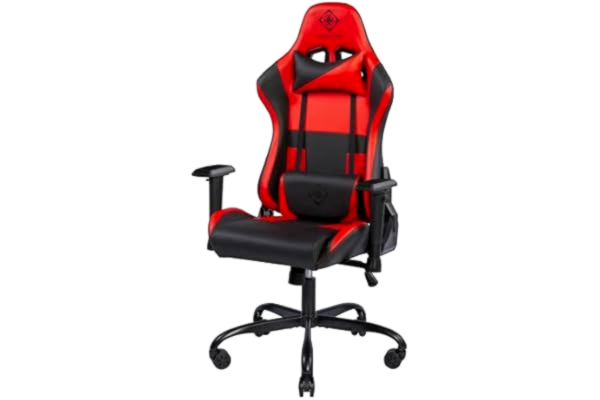 Deltaco DELTACO Gaming Chair - PC Gaming Chair with Armrest, High Back and Cushion (Gamer Chair, Office Chair, Ergonomic, Height Adjustable, PU Leather, 110 kg) Red/Black