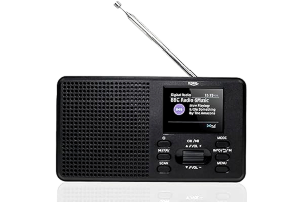 Xoro  DAB 142 bärbar digital radio, FM/DAB/DAB+, sändarminne, RDS-funktion, väckarklocka, batteri- och nätdrift, svart