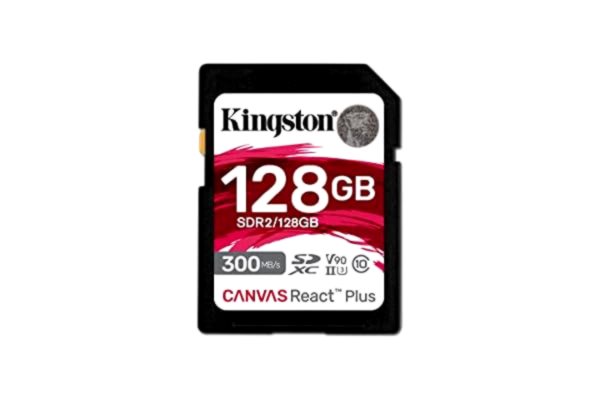 Kingston  Canvas React Plus 128 GB SDXC minneskort UHS-II 300R/260W U3 V90 för Full HD/4K/8K - SDR2/128GB