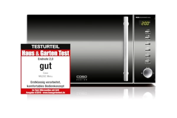 Caso Casco | MG20 Ceramic Menu 2-i-1 mikrovågsugn med grill | keramisk botten och grillgaller för 2 nivåer, 900 W, 1 000 W grill, 20 L, rostfritt stål, speglad