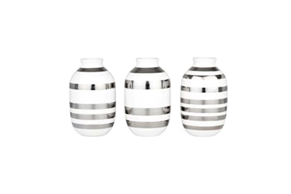 Kähler  miniatyrvaser 3 st Omaggio för små buketter klassisk design, metallics