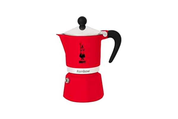 Bialetti  Rainbow Caffettiera Colorata, Alluminio, Rossa, 3 koppar