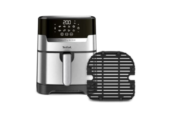 Tefal  EY505D Easy Fry & Grill varmluftsfritös | 2-i-1-teknik (luftstekpanna och grill) | Digital display | 4,2 liter för 6 portioner | 8 tillagningsprogram | energibesparande | utan olja | rostfritt