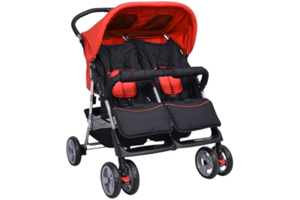 vidaXL  Tvillingvagn stål röd och svart