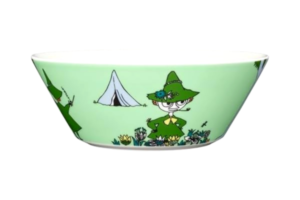 Arabia  Skål tillverkad av keramik, med Moomin-motiv Snufskin, grön med en diameter på 15 cm, 1015560