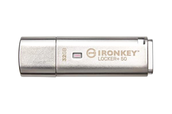 Kingston  IronKey Locker+ 50 USB-minne XTS-AES-kryptering för dataskydd med automatisk USBtoCloud säkerhetskopiering -IKLP50/32 GB