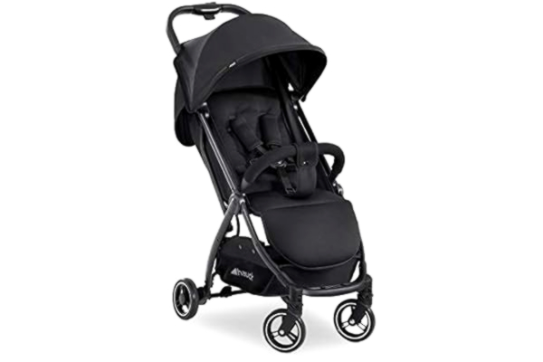 Hauck  Poussette Citadine Swift X / Ultra Légère / Pliable Compacte d'une Main / Position Couchée / Grand Panier / Différentes Capotes Pare Soleil Disponibles en Option / Noir