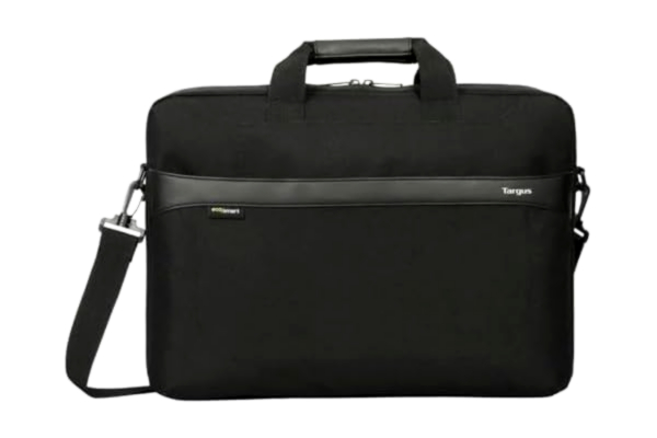 Targus  laptopfodral, passar bärbar dator upp till 17,3 tum, GeoLite Advanced Topload-fodral, lätt, hållbart och vattentåligt tyg med avtagbar och justerbar axelrem – svart