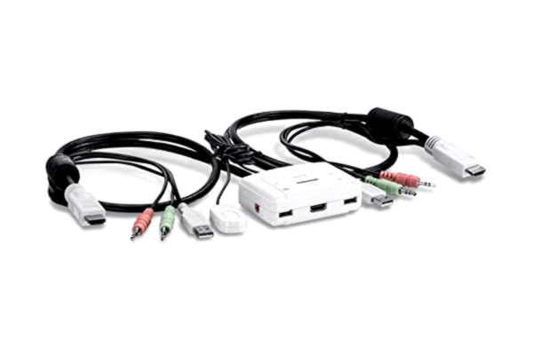 TRENDnet  TK-215i 2-port HDMI KVM-switch, styr 2 datorer via en enda kontrollpanel, Full HD 1080p, HDMI och 3,5 mm analog ljud
