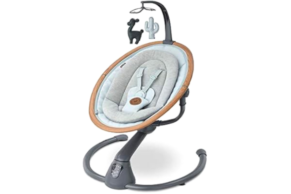 Maxi-Cosi  Cassia Wipstoel, Elektrische Baby Schommelstoel met Muziek, Vanaf de geboorte tot ongeveer 6 maanden, 0-9 kg, Essential Grey (lichtgrijs)
