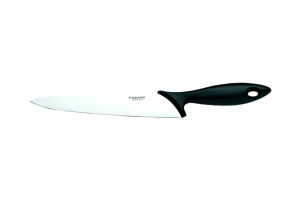 Fiskars  Couteau de Cuisine, longueur de lame : 21 cm, acier inoxydable / plastique PP, Noir, Essential, 1023776