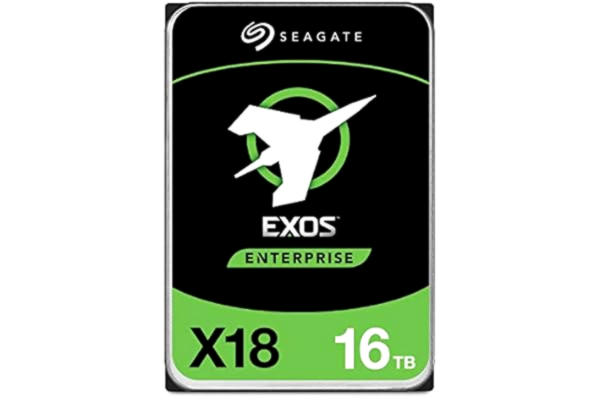 Seagate  Exos X18, 16 TB, Intern Hårsddisk, SATA, CMR, 3,5", Hyperscale SATA, 6Gb/s, 7200 RPM, 512e, 4KB Fast Format Low Latency, med cache (ST16000NM000J)