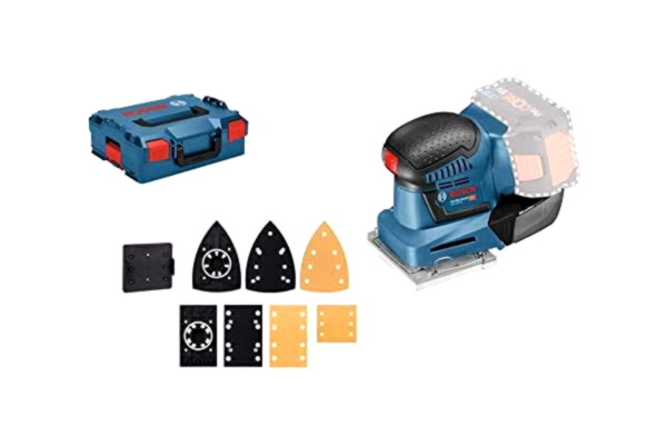 Bosch  Professional 06019D0202 System GSS 18 V-10 Cordless Sander (Orbit Diameter: 1.6 mm, Three Base Plates of Different Sizes, Excluding Rechargable Batteries and Charger, in L-BoxX), Navy Blue