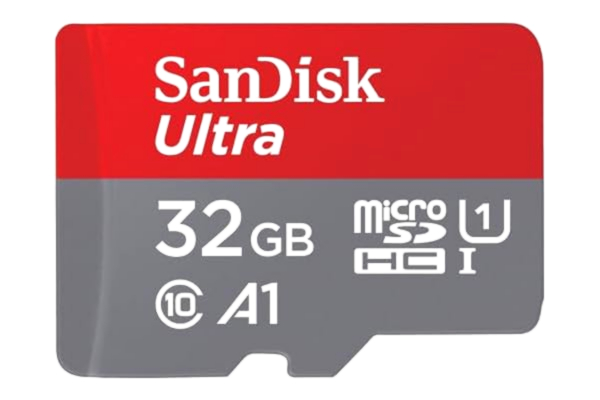 SanDisk  Ultra 32 GB microSDHC Memory Card + SD Adapter with A1 App Performance Up to 120 MB/s, Class 10, U1, SDSQUA4-032G-GN6MA, Red/Grey