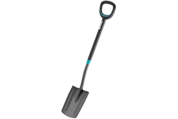 Gardena  ErgoLine-spade: Trädgårdsspade i kvalitetsstål för grävarbeten, med fotstöd och ergonomiskt skaft, D-grepp (17010-20)