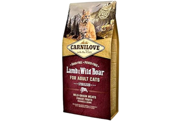 Carnilove  lamm och vildsvin steriliserad vuxen kattmat, 6 kg