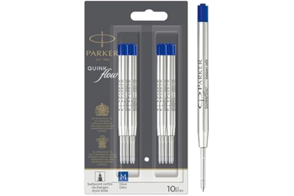 Parker  QUINKflow patroner till kulspetspenna | Mediumspets | Blå | 10 st