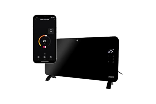 Princess  Smart konvektoruppvärmning – 1 500 W – kontrollerbar via gratis app – glaspanel – väggmonterad – med LED-pekskärm