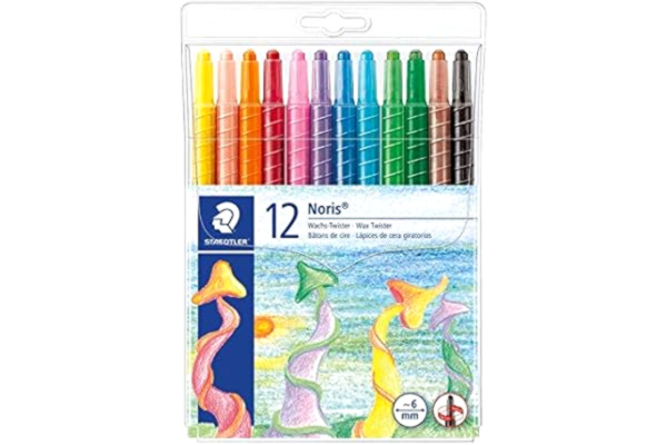 Staedtler STAEDTLER Vax-Twister Noris klubb, 12 mjuk plast, du får 1 förpackning, paketinnehåll: 12 st fodral