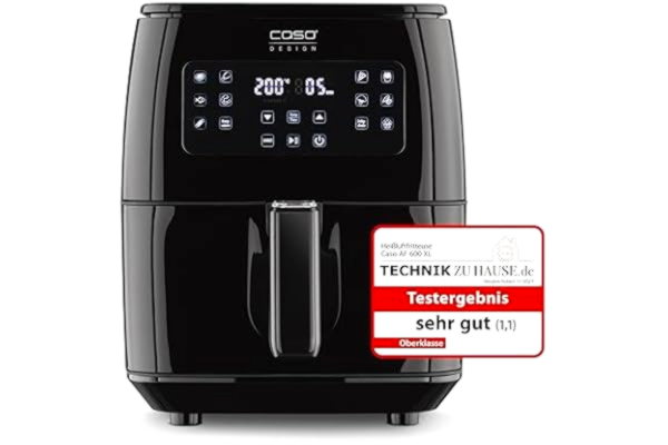 Caso CASO AF 600 XL – stor varmluftsfritös med 6 l korgvolym, 12 automatiska program, sensortouch-drift, timer från 1 – 60 minuter, avtagbar friteringskorg (diskmaskinsäker)