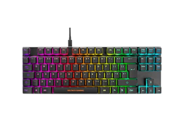 Deltaco  Gaming DK420 TKL mekaniskt speltangentbord – Outemu röda brytare och RGB-belysning – brittisk layout – svart