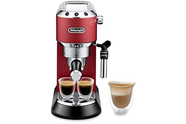 DeLonghi De'Longhi Dedica Style Traditional Pump Espresso Machine, Coffee and Cappuccino Maker, EC685R, Red