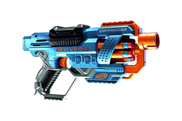 NERF Nerf Elite 2.0 Commander RD-6 Blaster, 12 officiella NERF-pilar, roterande trumma för 6 pilar, inbyggda anpassningsmöjligheter