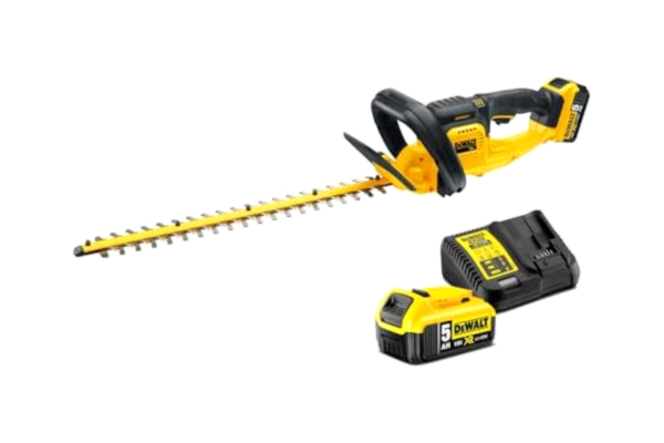Dewalt DEWALT - Borstlös XR 18V 5Ah Li-Ion häcktrimmer - DCM563P1-QW - sladdlös elektrisk häckstorlek med batteri och laddare - blad 55 cm - tandavstånd 1,9 cm - 75 min/laddning - 3,4 kg