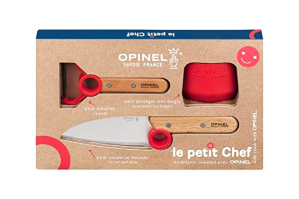 Opinel  Le Petit Chef Kniv, Trä, Silver, Beige, Röd, Paket med 3