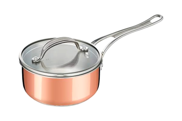 Tefal  Jamie Oliver E49022 Casserole Triply Copper avec couvercle en verre Matériau triple couche (acier inoxydable/aluminium/cuivre) 16 cm