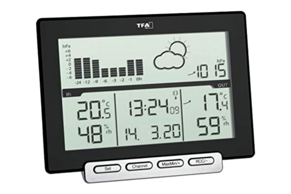 TFA  Dostmann Meteo Sens Wireless Weather Station with Thermal Hygro Outdoor Transmitter Weather Forecast Black